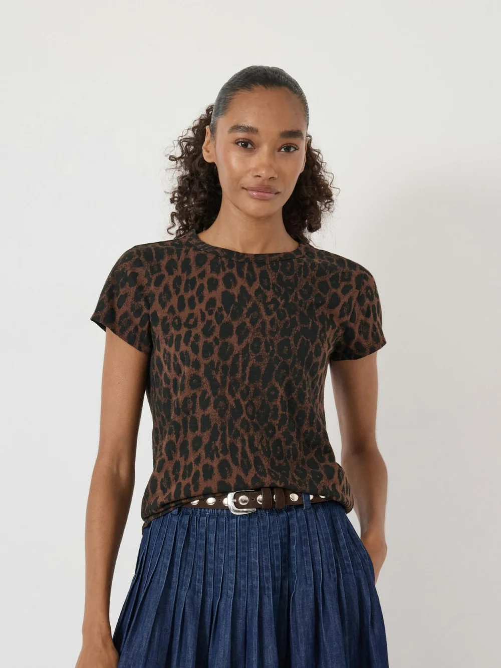 hush Printed Slim Fit Slub T-Shirt in soft leopard