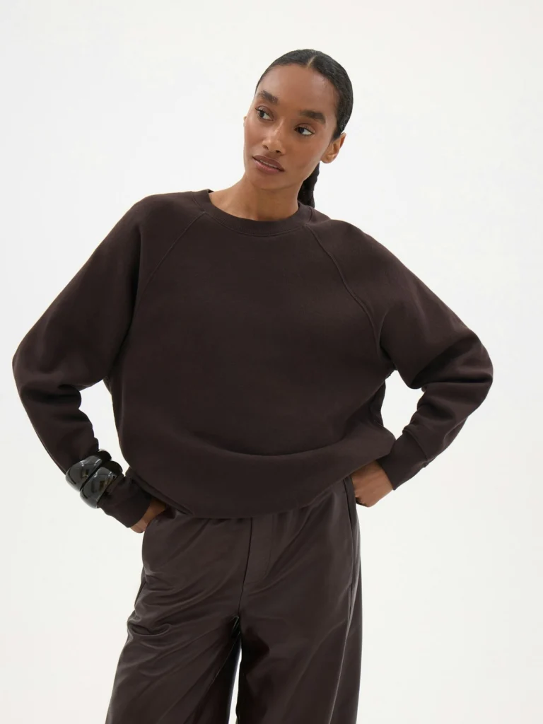 hush Quinn 2.0 Washed Sweatshirt in Dark Brown