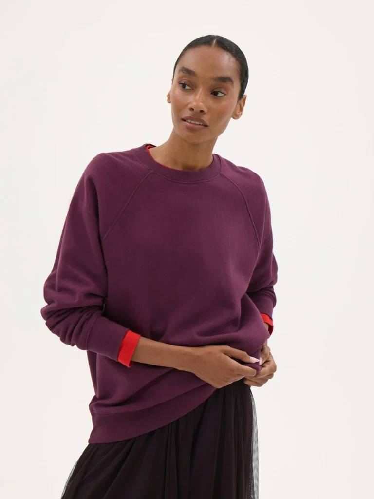 hush Quinn 2.0 Washed Sweatshirt in Wine Red