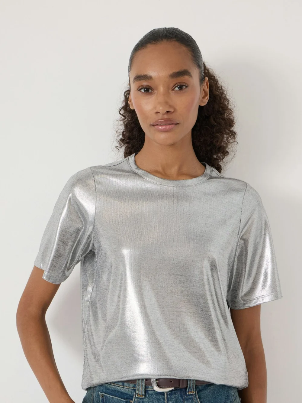 hush Reece Crew Neck Metallic Slub T-Shirt, view 2