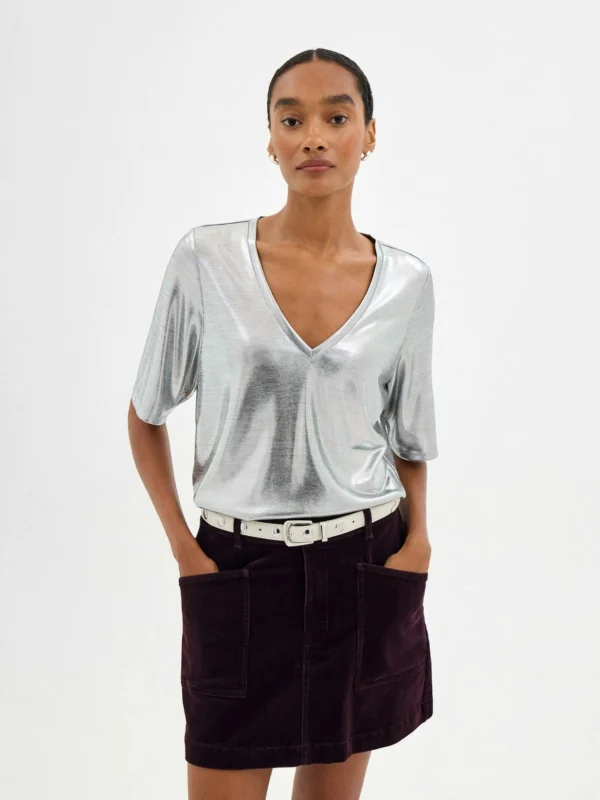 hush Reece V-Neck Metallic T-Shirt