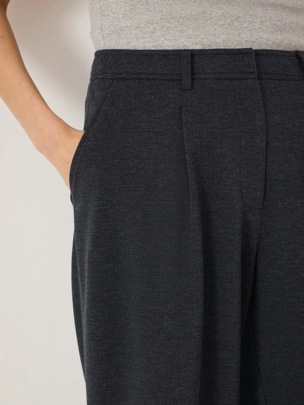 hush Rian Premium Jersey Tailored Trousers in Charcoal Marl, view 2
