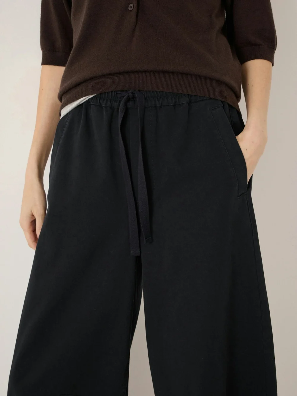 hush Rina Pull on Barrel Leg Trousers in Black, view 2