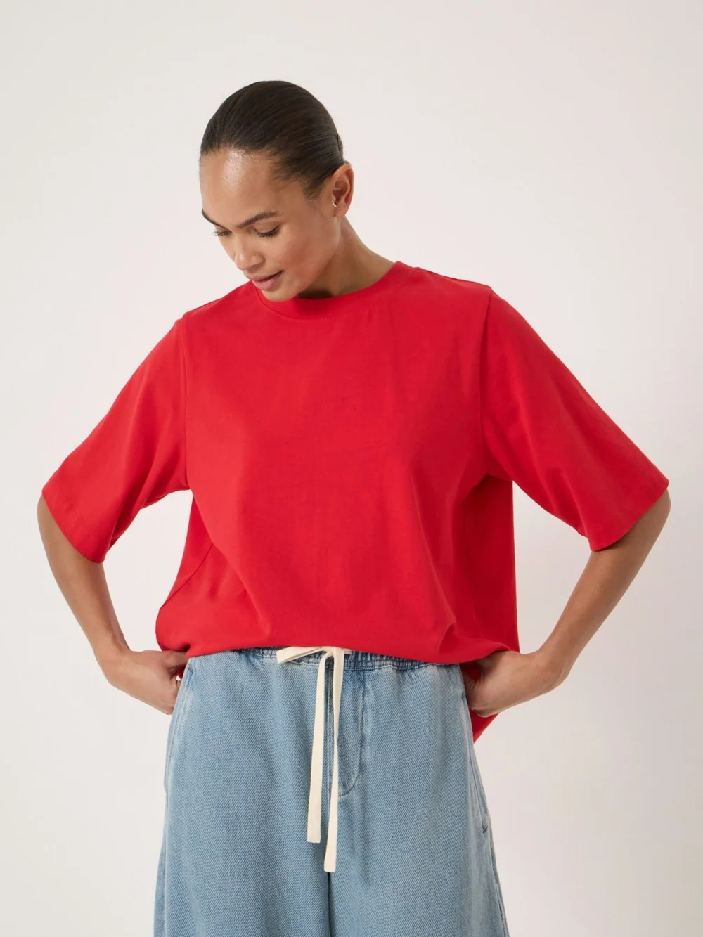 hush Romina Heavyweight Cotton T-Shirt in Bright Red