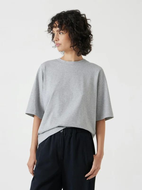 hush Romina Heavyweight Cotton T-Shirt in Grey Marl