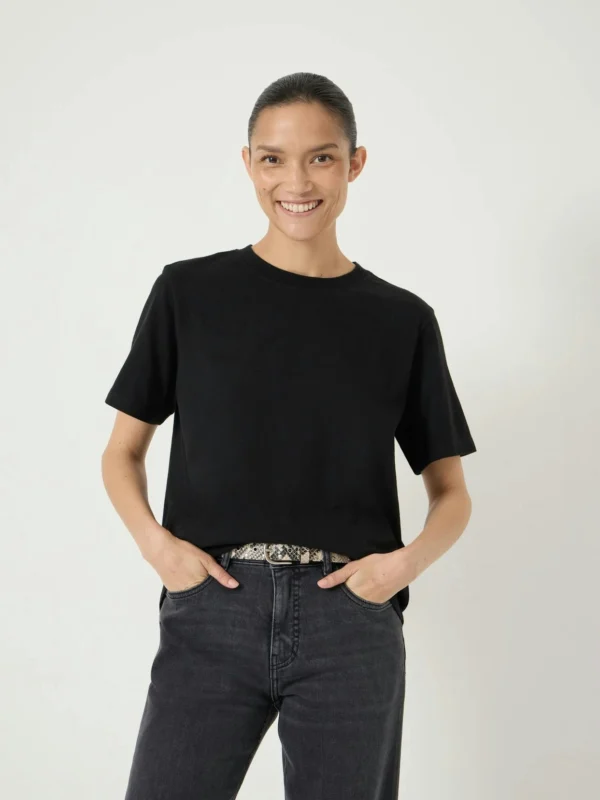 hush Rosie Regular Fit Cotton T-Shirt in Black