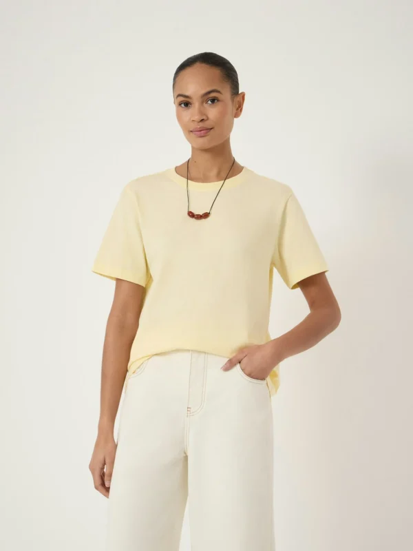 hush Rosie Regular Fit Cotton T-Shirt in Soft Yellow