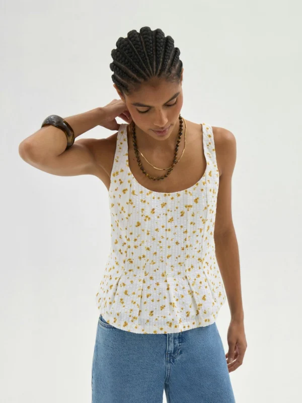 hush Sage Strappy Pleated Top