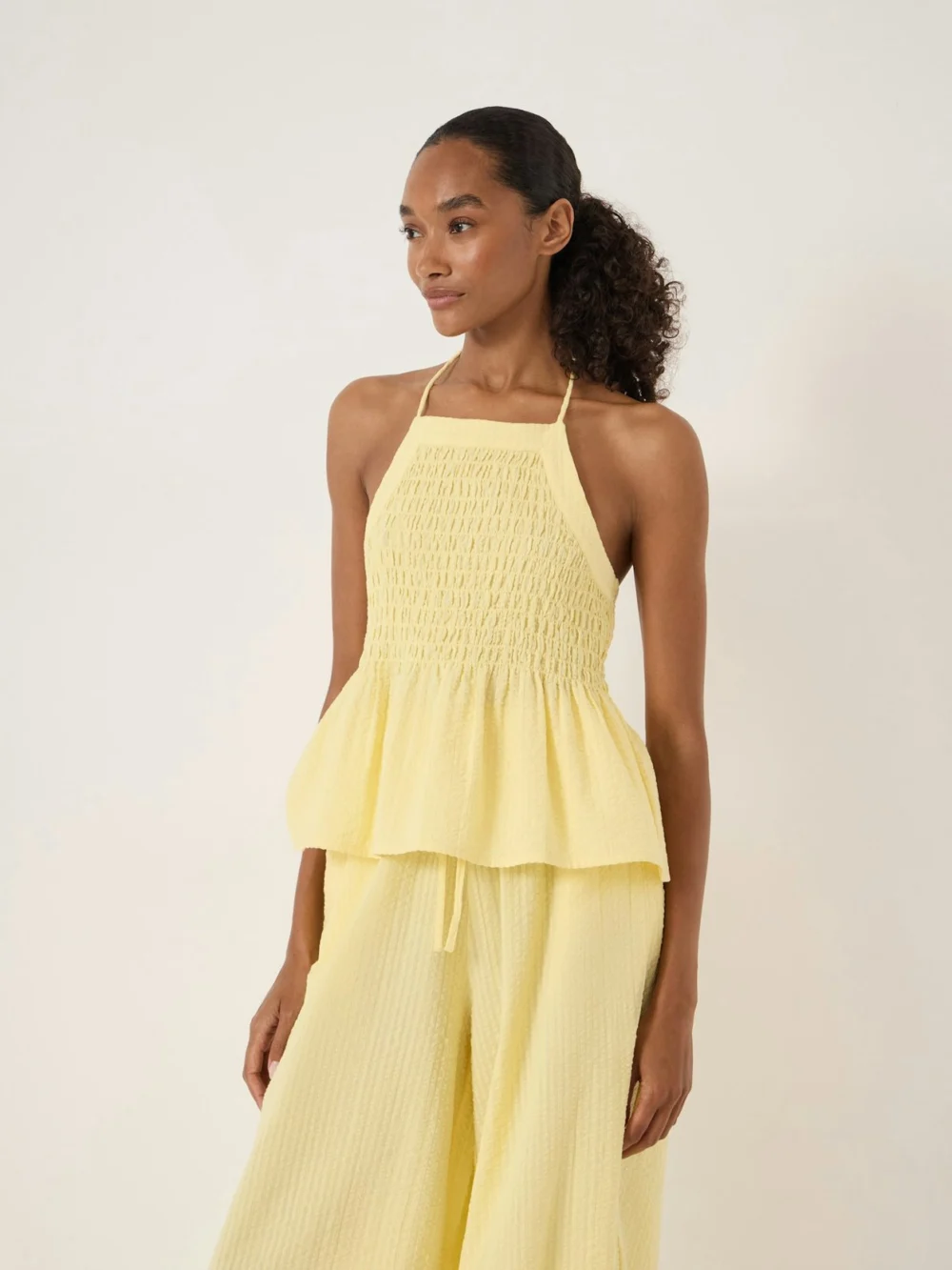 hush Seersucker Beach Top in pale yellow