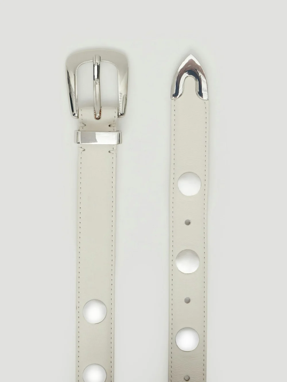 hush Seraphina Leather Studded Belt in White, view 2