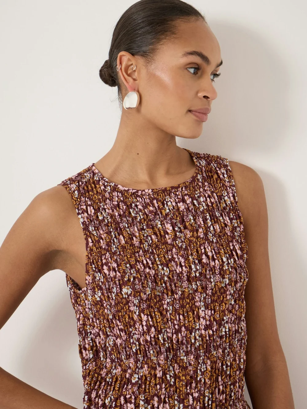 hush Shirred Chiffon Top in Sunset Floral Multi, view 2