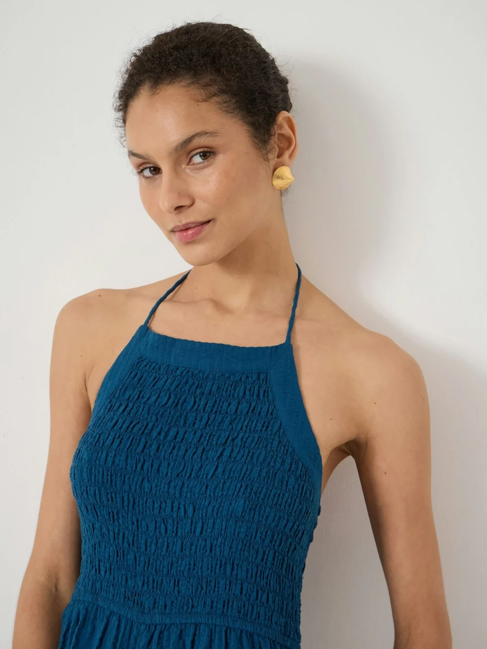 hush Shirred Seersucker Wide Leg Jumpsuit, view 2