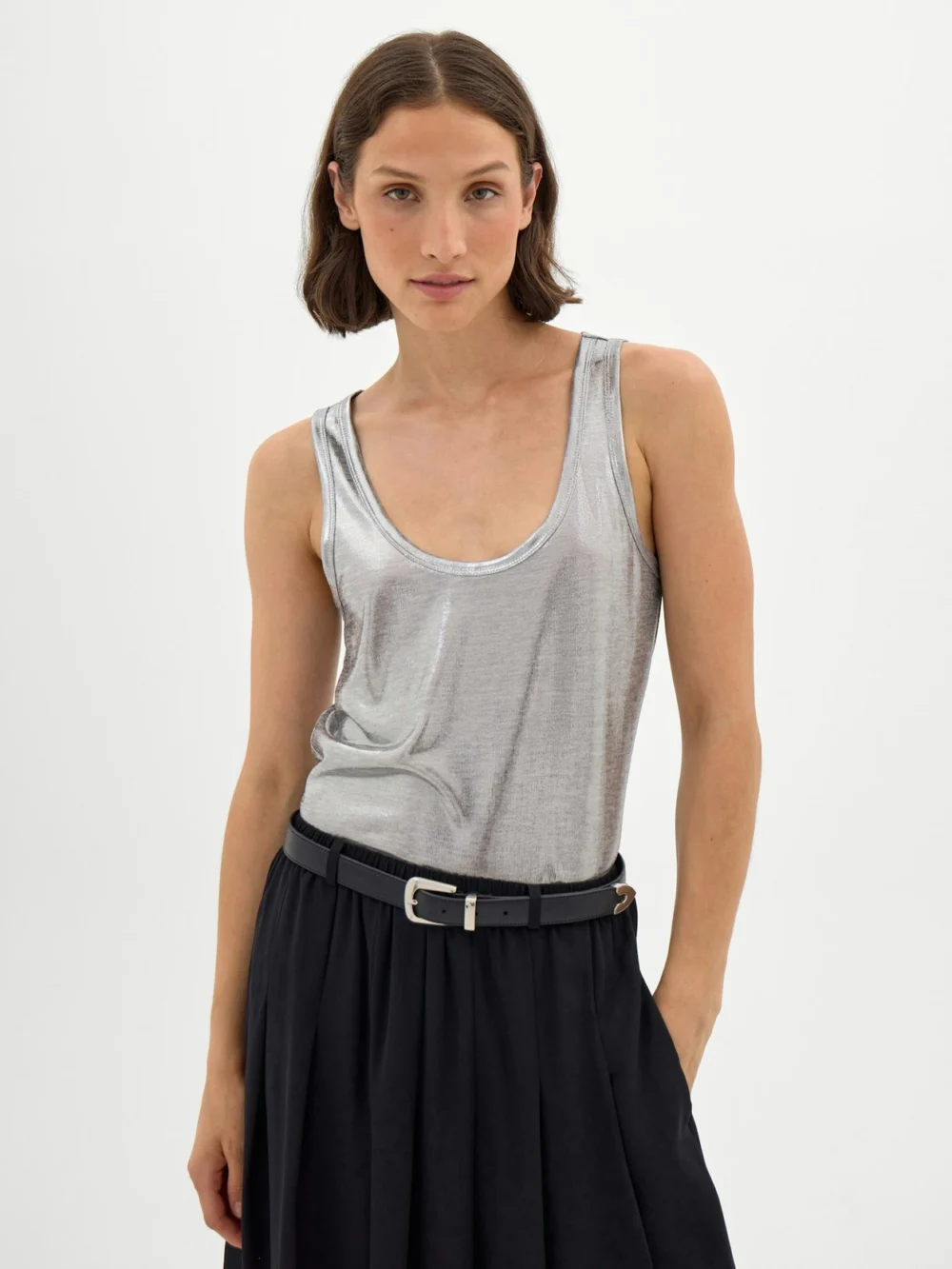 hush Silver Metallic Slub Vest