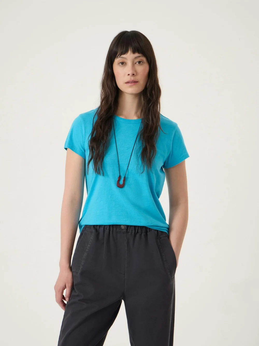 hush Slim Fit Slub Crew T-Shirt in Baltic Blue