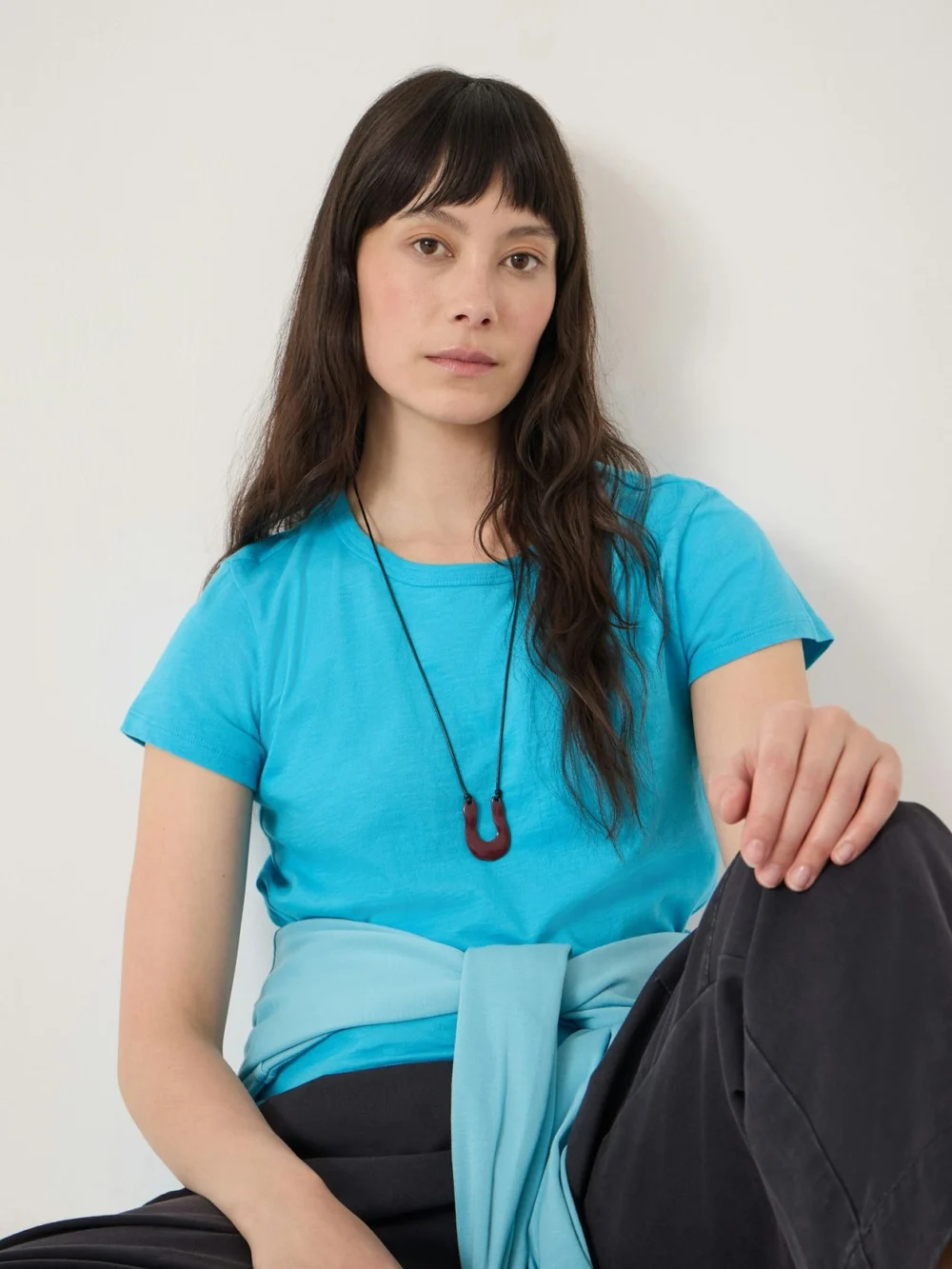hush Slim Fit Slub Crew T-Shirt in Baltic Blue, view 2