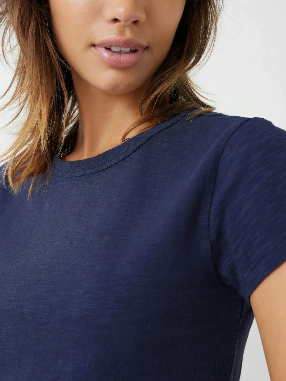 hush Slim Fit Slub Crew T-Shirt in Midnight, view 2