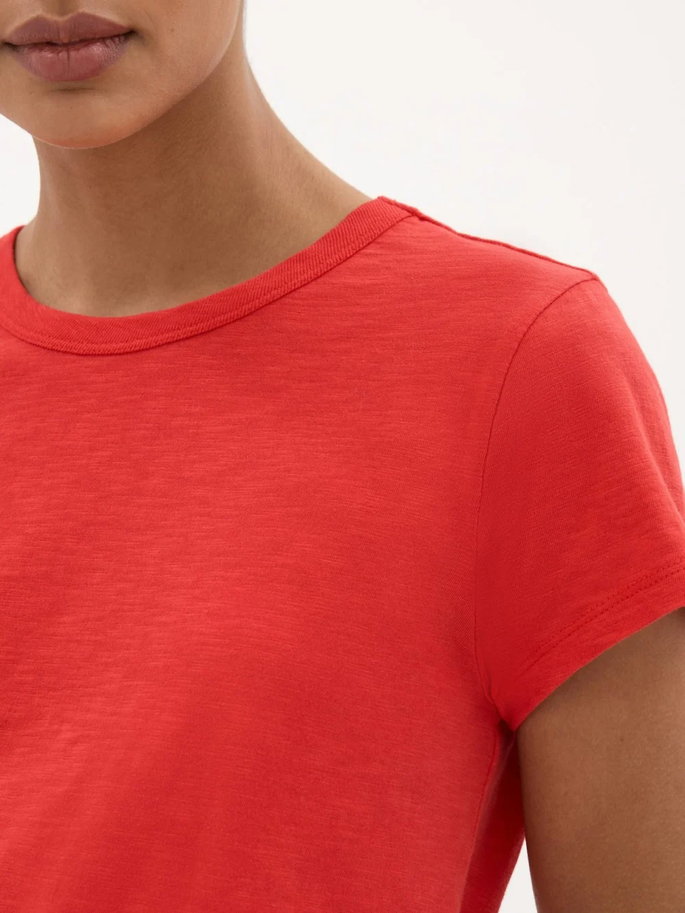 hush Slim Fit Slub Crew T-Shirt in Red, view 2