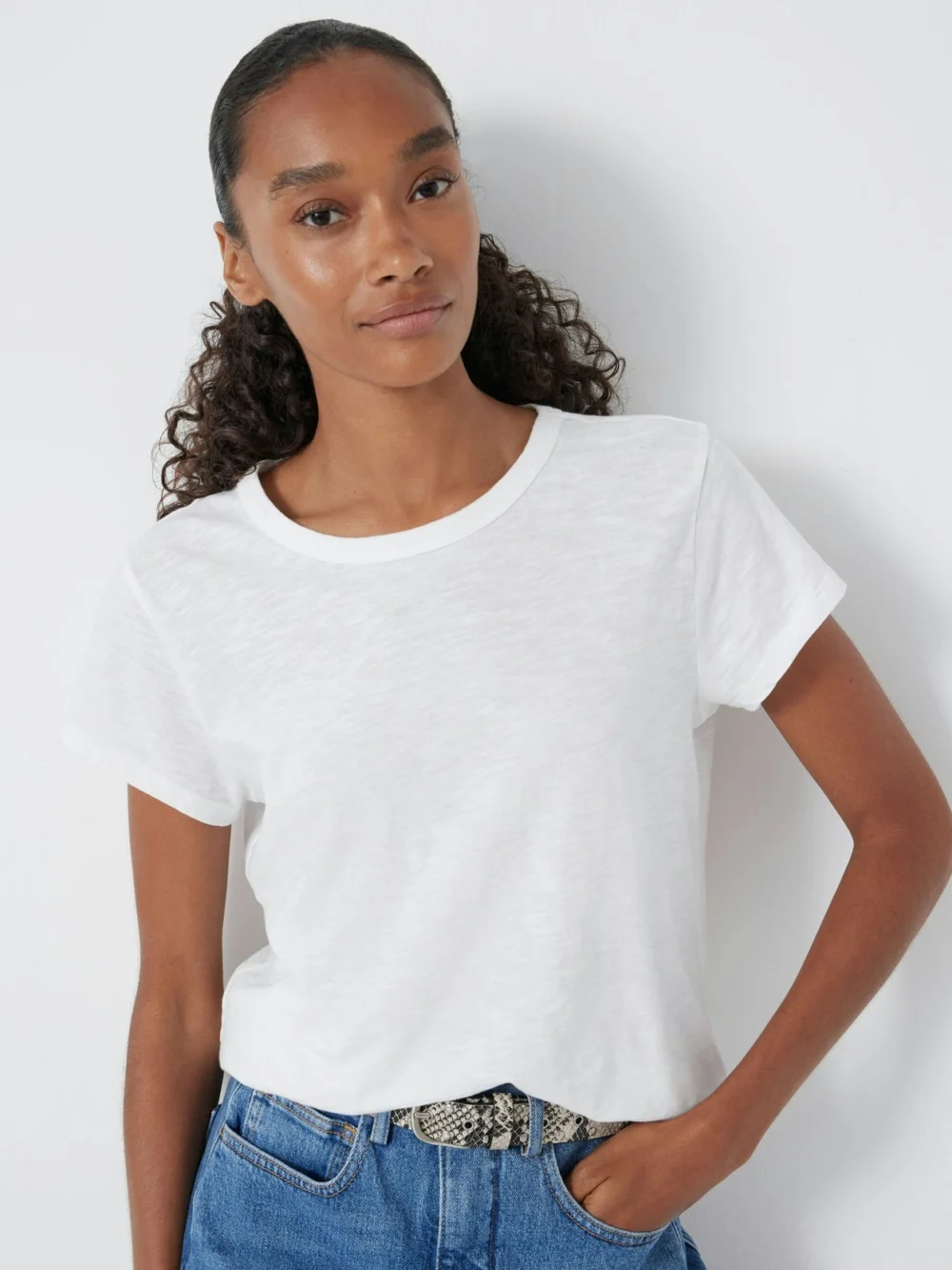 hush Slim Fit Slub Crew T-Shirt in White