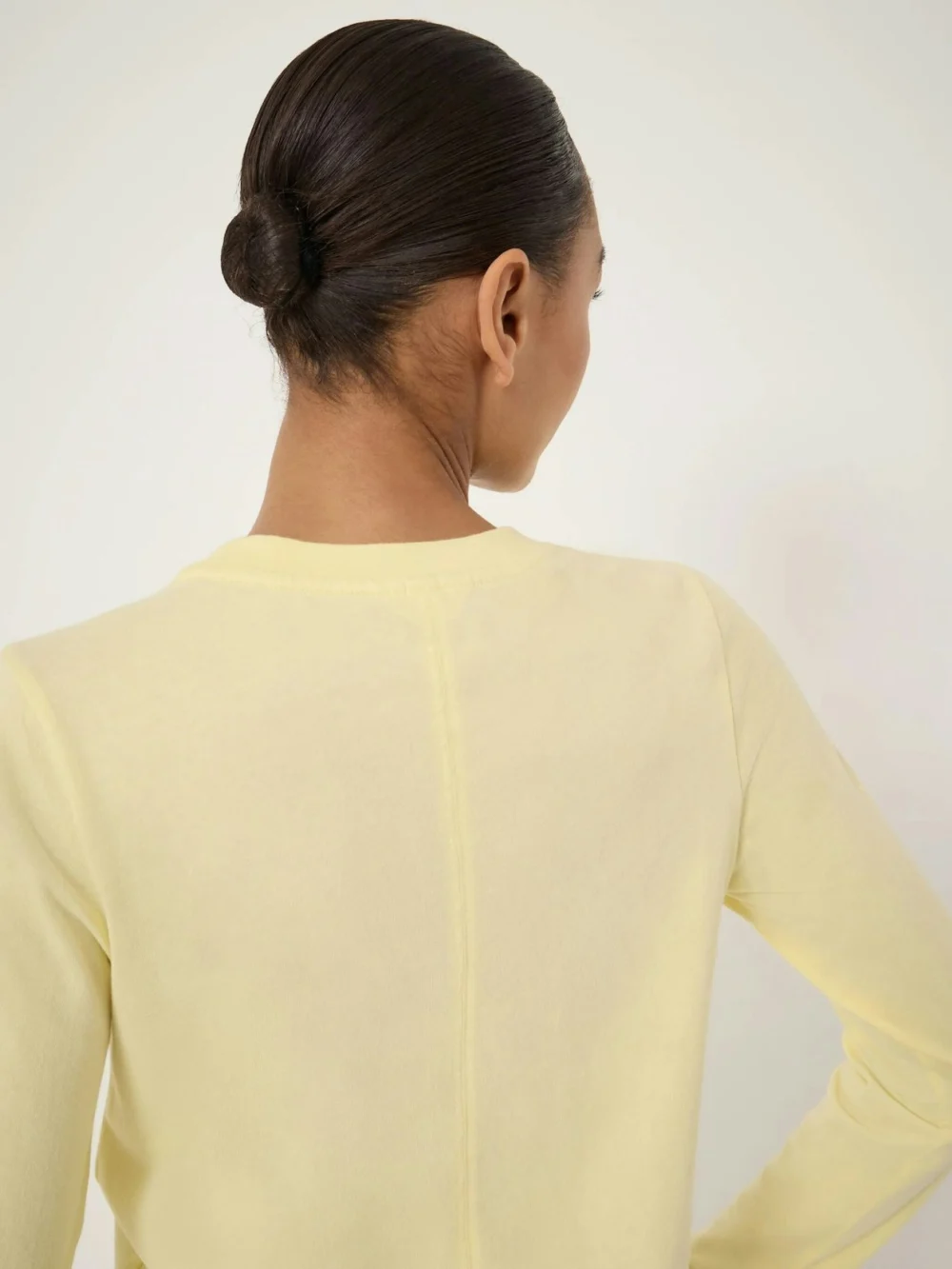hush Slim Long Sleeve T-Shirt in Butter Yellow, view 2