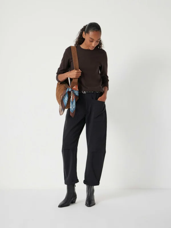 hush Slim Long Sleeve T-Shirt in Chocolate Brown