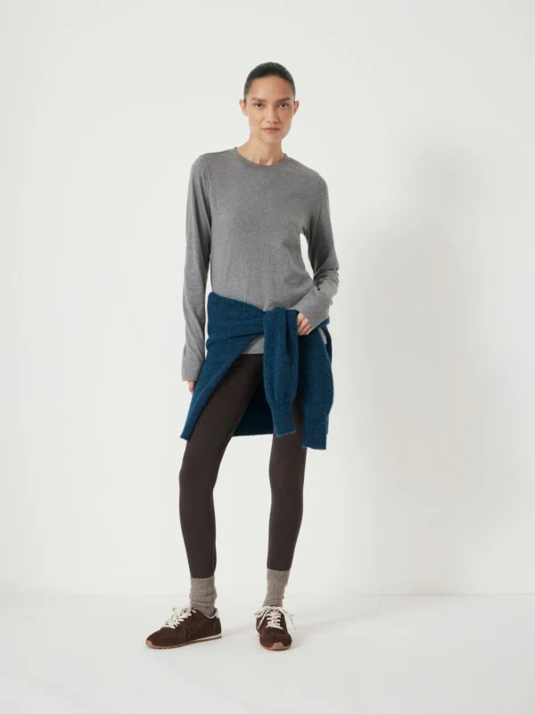 hush Slim Long Sleeve T-Shirt in Dark Grey Marl