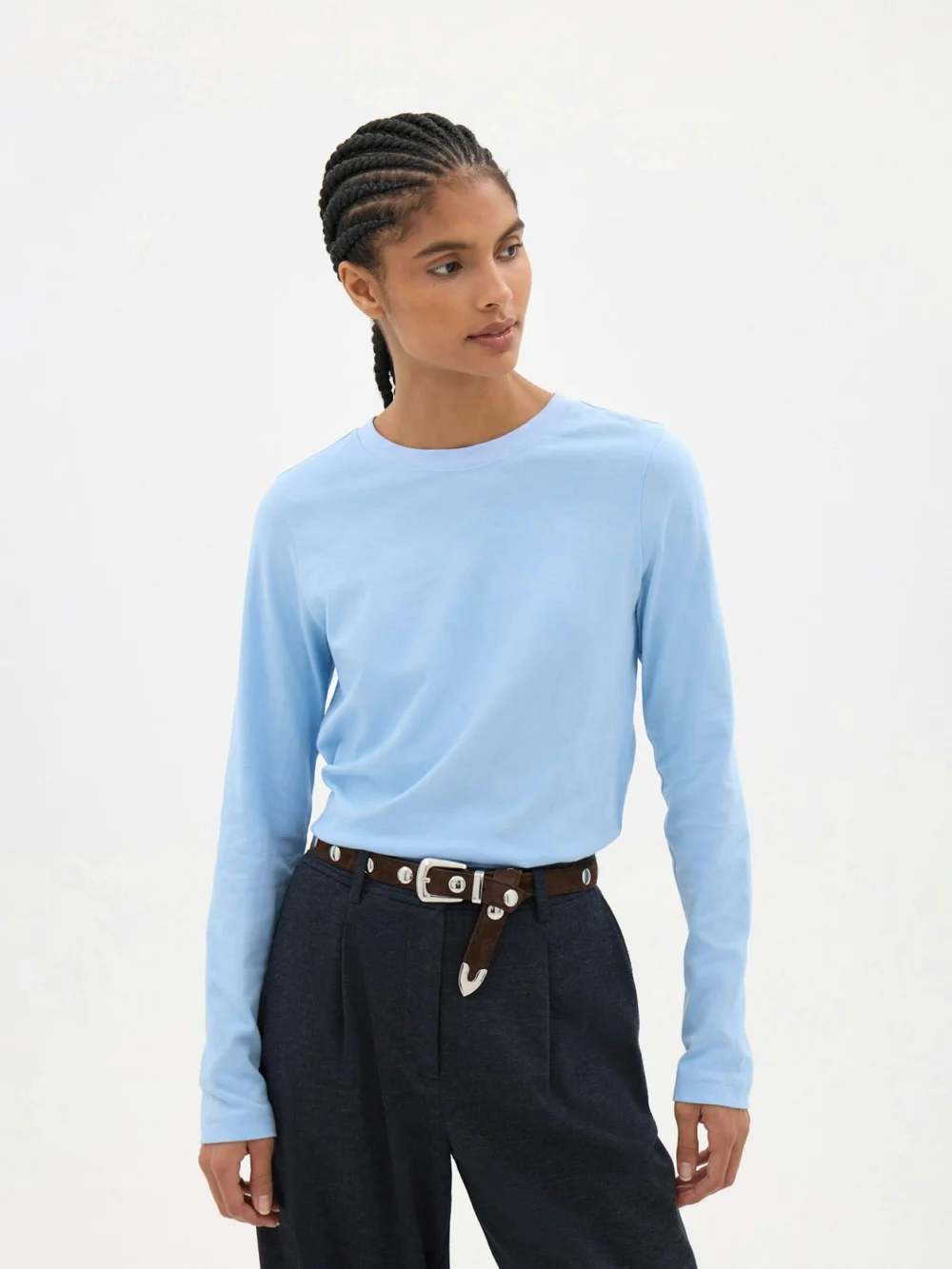 hush Slim Long Sleeve T-Shirt in Soft Blue