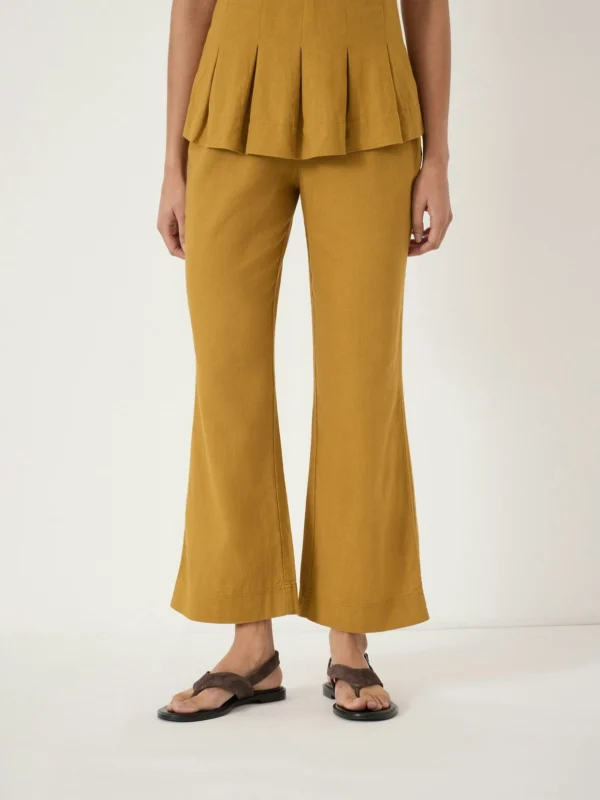 hush Suki Linen Blend Crop Trousers in Gold Yellow