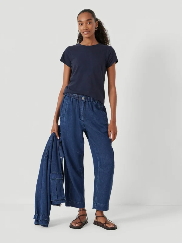 hush Supersoft Denim Barrel Leg Jeans in Indigo Blue