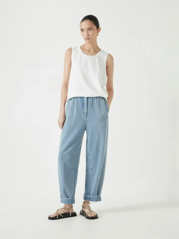hush Supersoft Denim Barrel Leg Jeans in Washed Blue