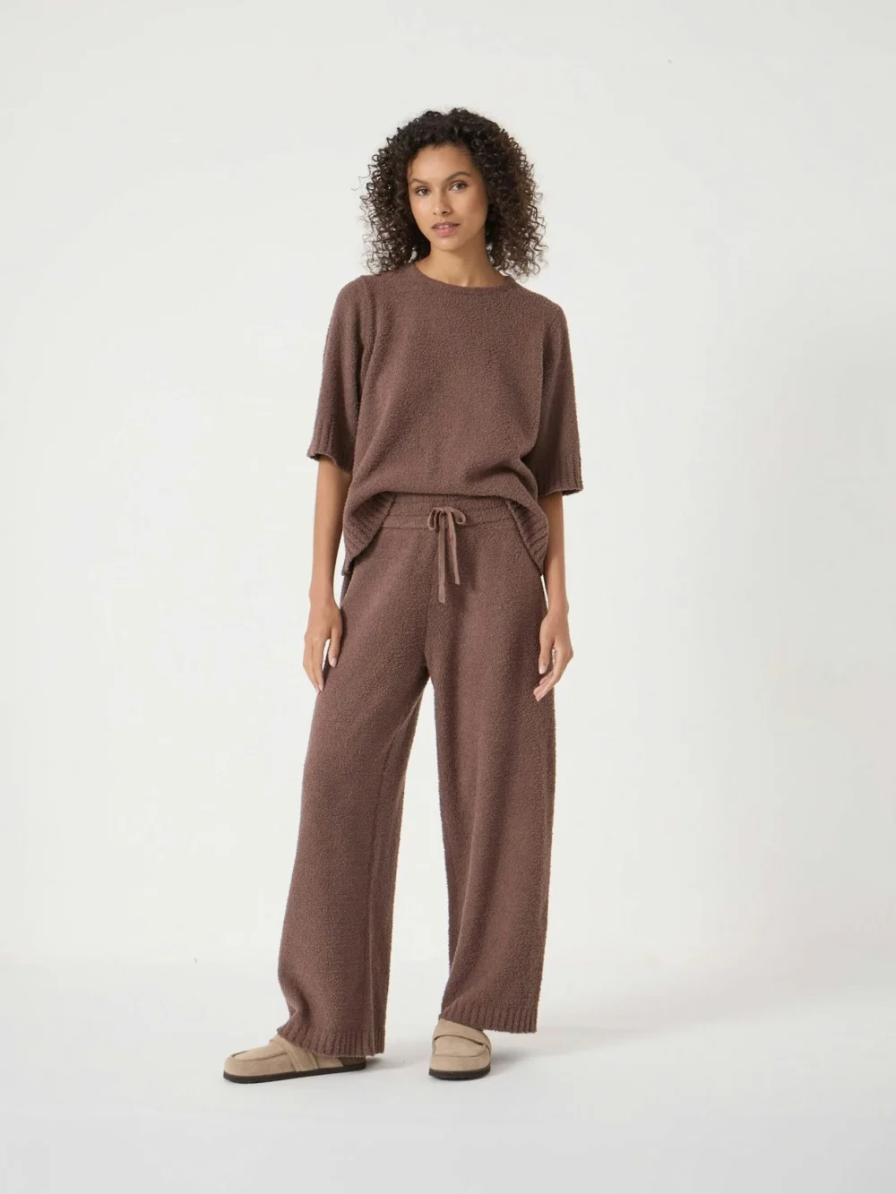 hush Supersoft Lux Short Sleeve Top in Mocha Brown, view 2
