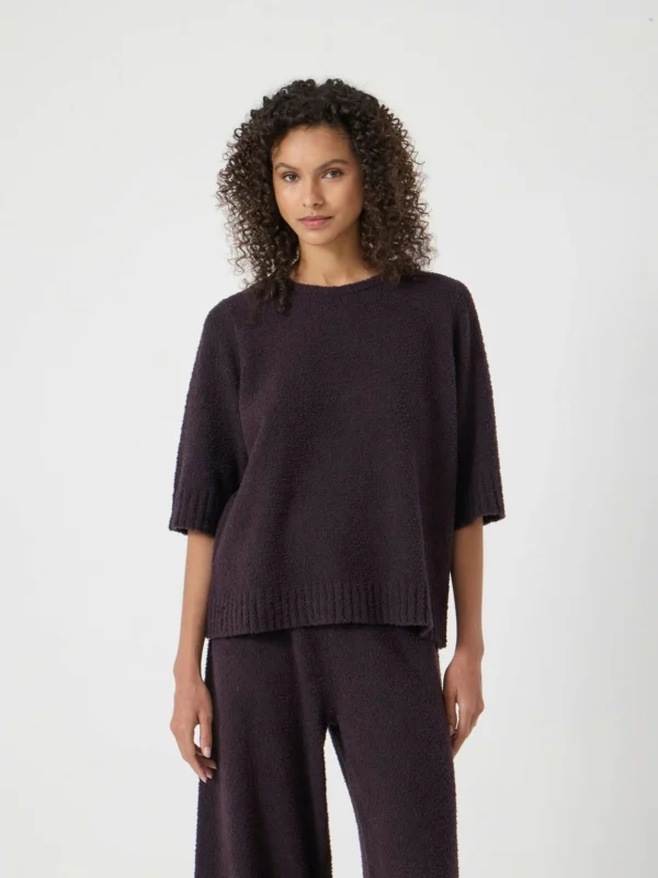 hush Supersoft Lux Short Sleeve Top in Plum Purple