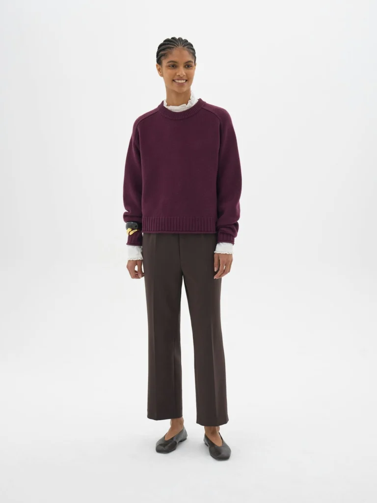 hush Sutton Slim Pull on Trousers in Dark Brown