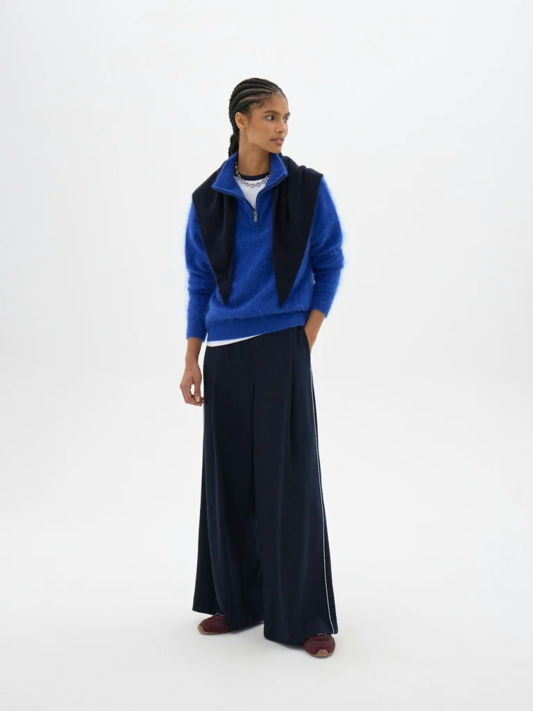 hush Taylor Piped Wide Leg Trousers in Midnight