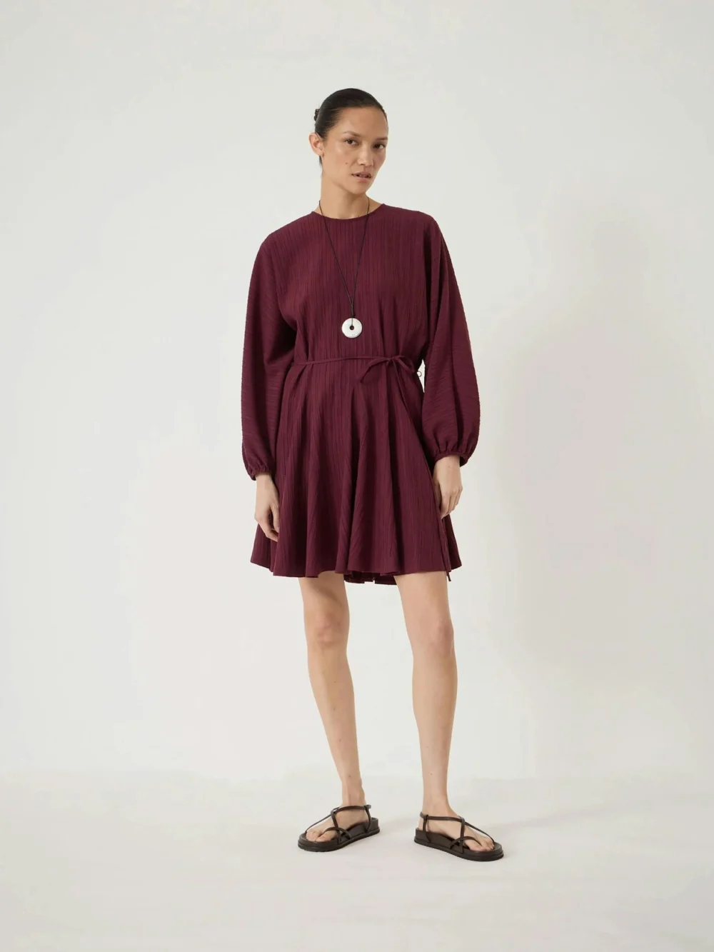 hush Thorne Godet Skirt Mini Dress in maroon red