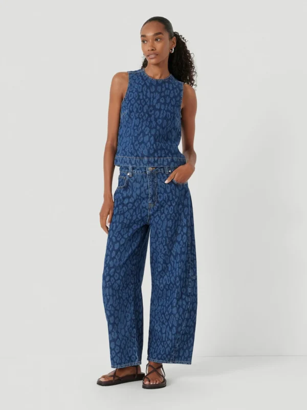 hush Valerie Leopard Print Denim Shell Top