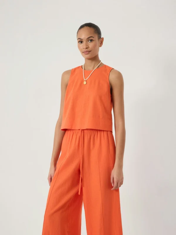 hush Vera Linen Blend Shell Top in Bright Orange