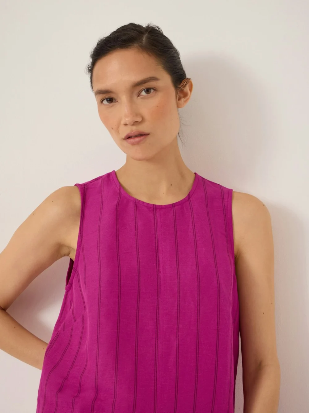 hush Vera Stripe Linen Blend Shell Top, view 2