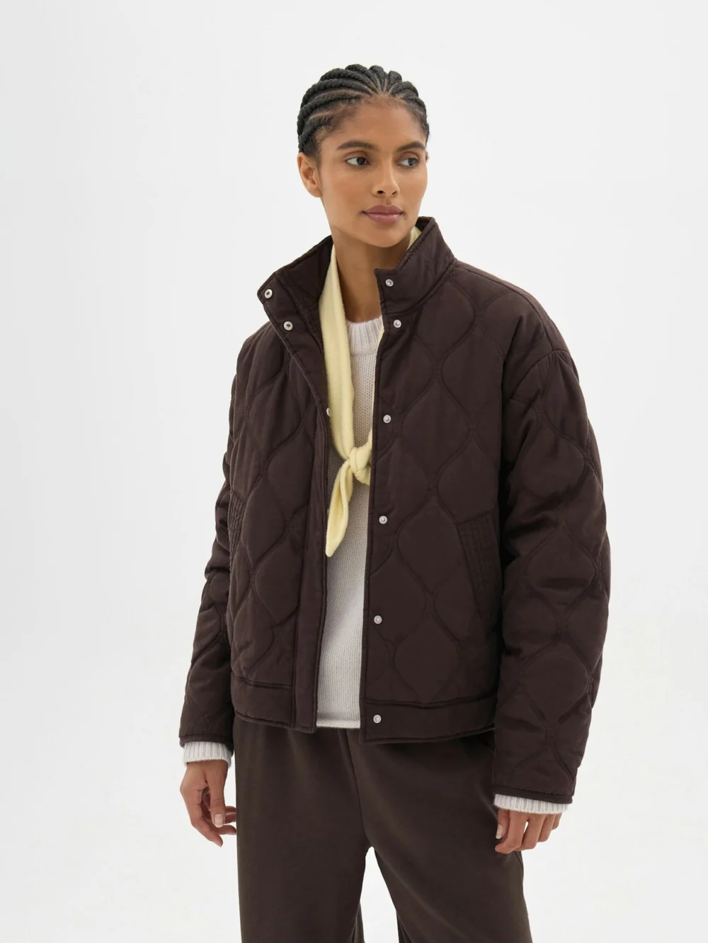 hush Viv Quilted Jacket in Dark Brown