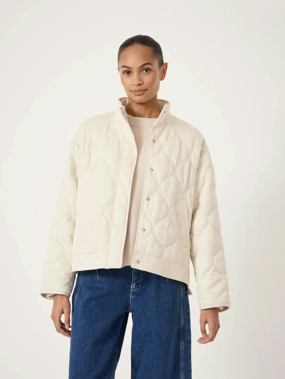 hush Viv Quilted Jacket in Stone White