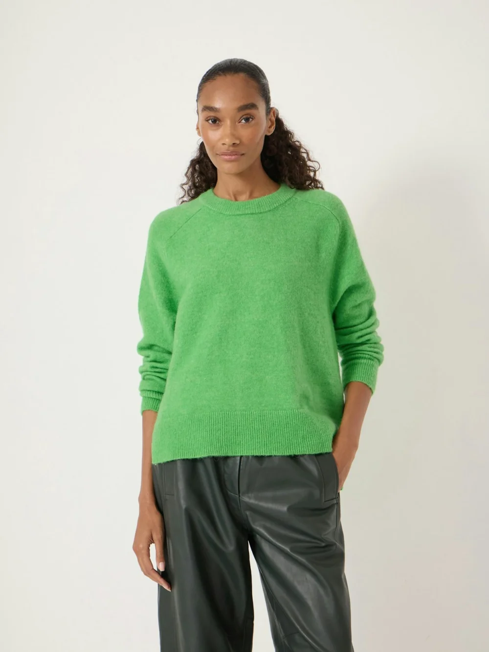 hush Wool Blend Crew Neck Jumper in vibrant green