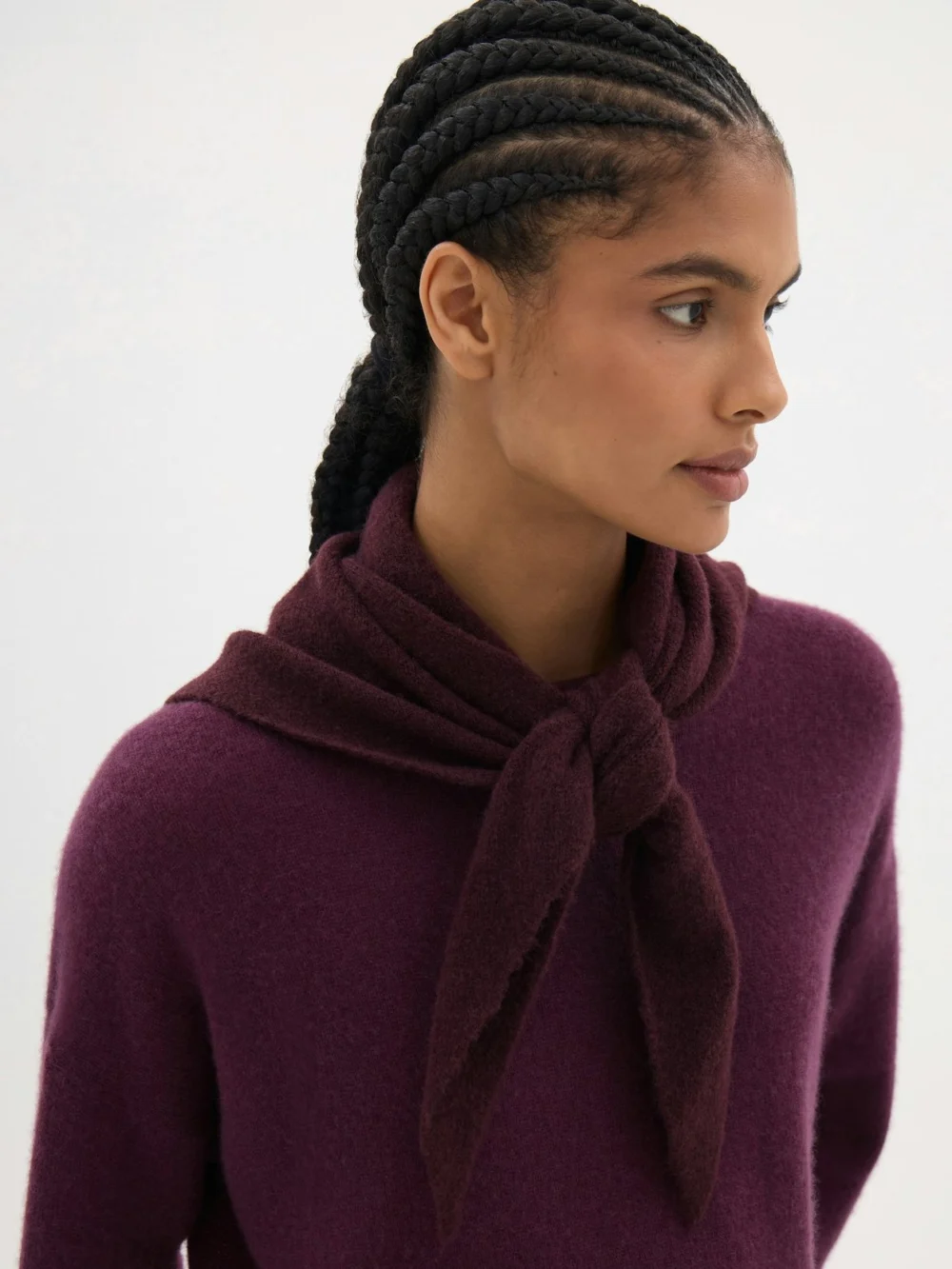 hush Wrenna Wool Blend Triangle Scarf in deep wine