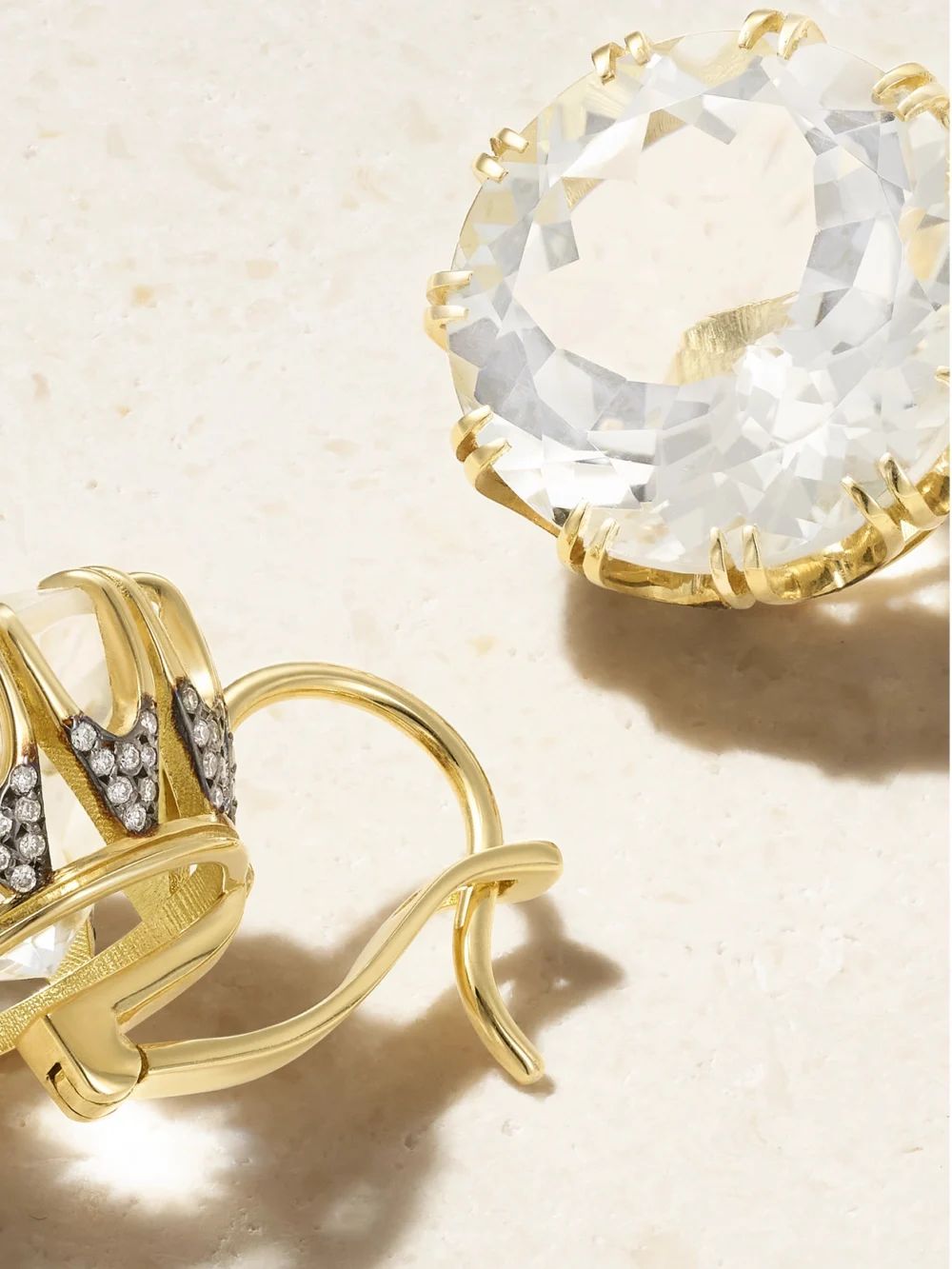 Back view of the Ileana Makri 18-karat Gold, Diamond and Topaz Earrings