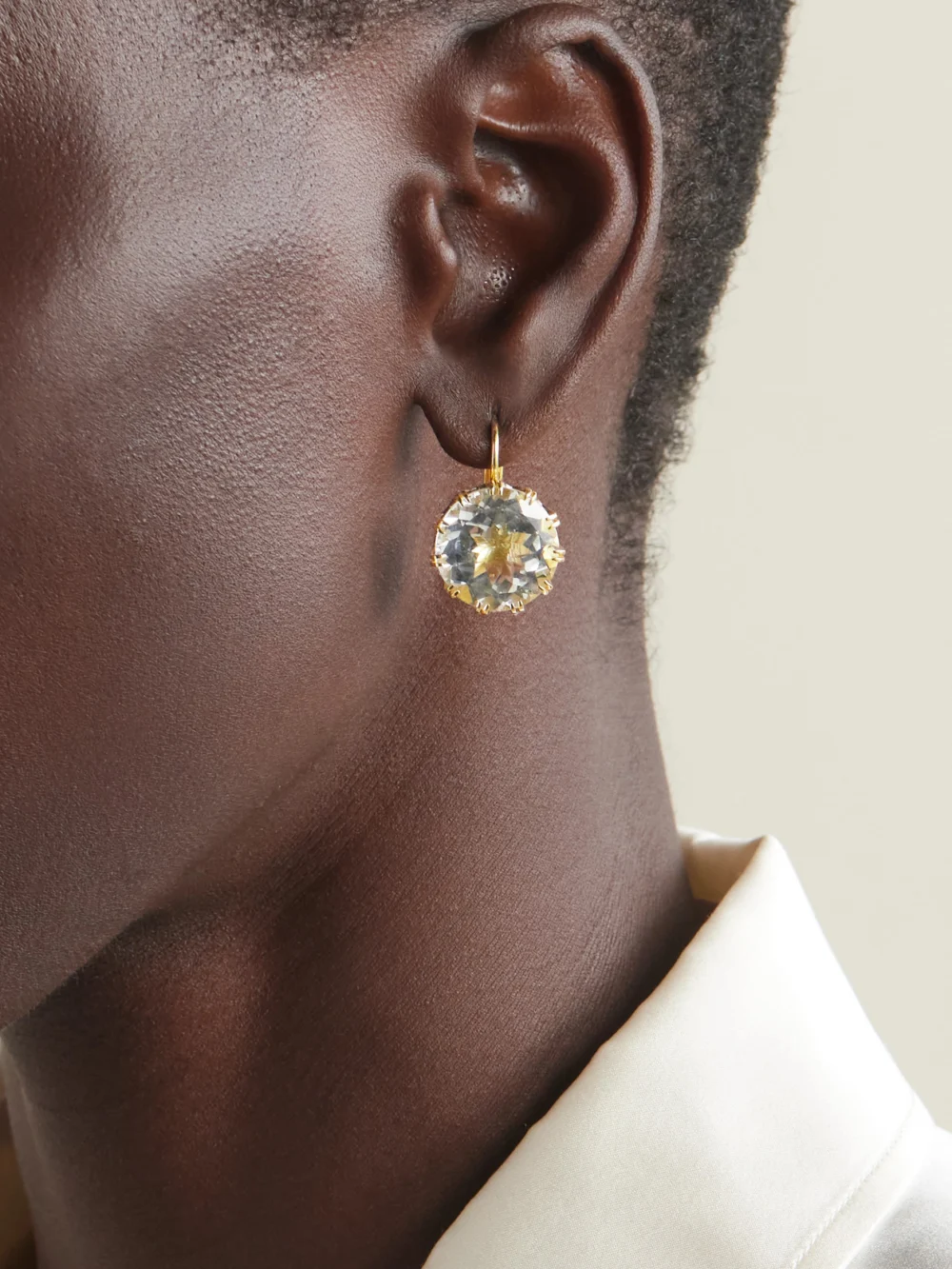Ileana Makri 18-karat Gold, Diamond and Topaz Earrings, styled view