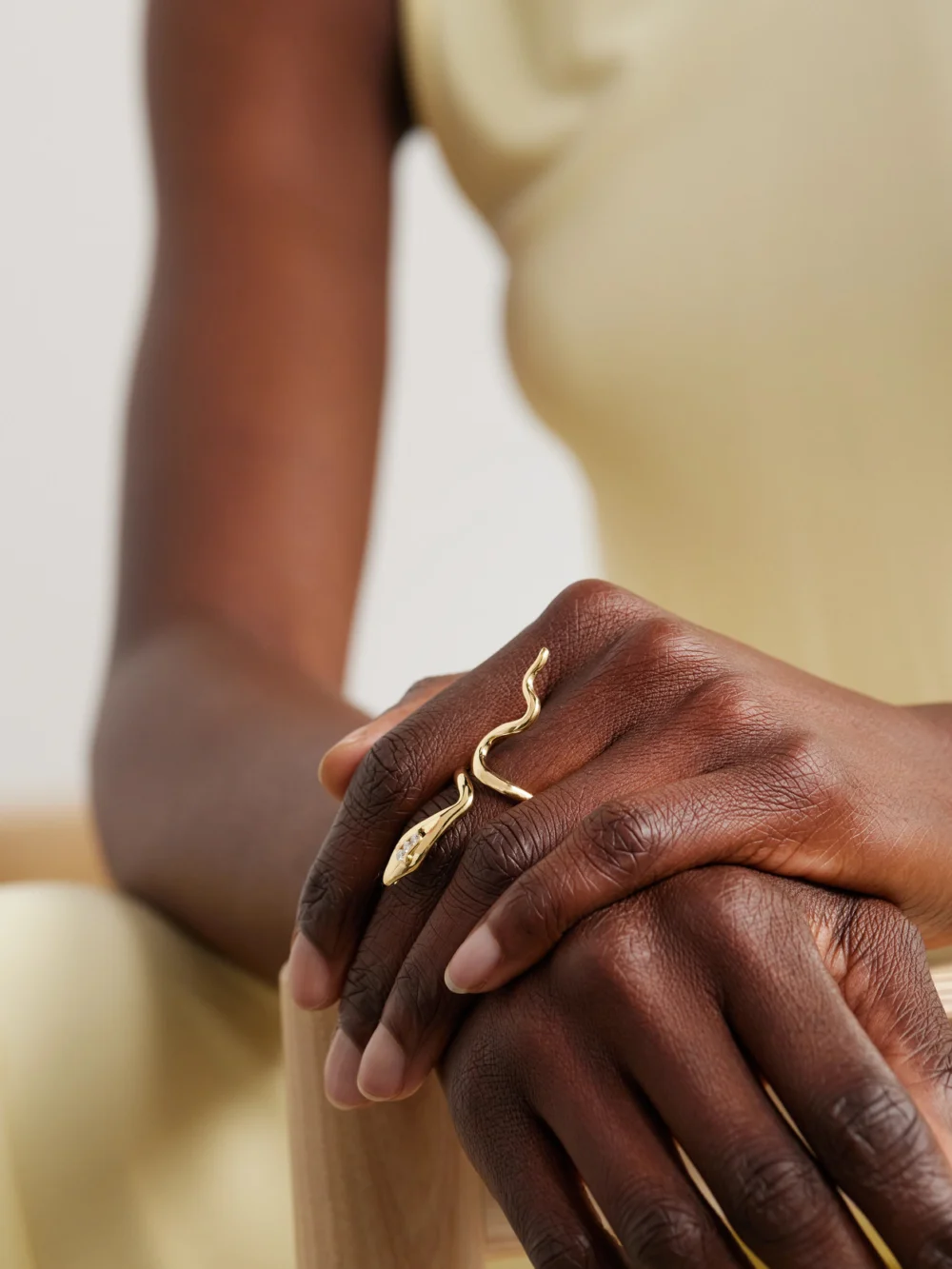 Ileana Makri Cobra 18-karat Gold Diamond Ring, styled view