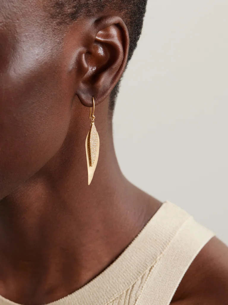 Ileana Makri Falling Leaves 18-karat Gold Diamond Earrings
