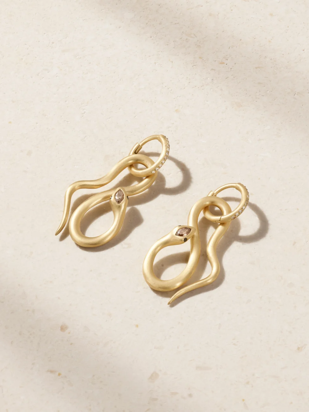 Ileana Makri Jungle Snake 18-karat Gold Diamond Hoop Earrings