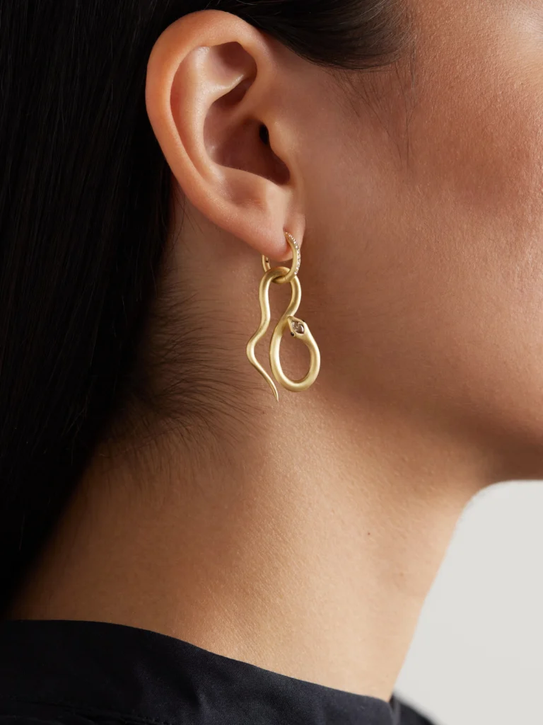 Ileana Makri Jungle Snake 18-karat Gold Diamond Hoop Earrings