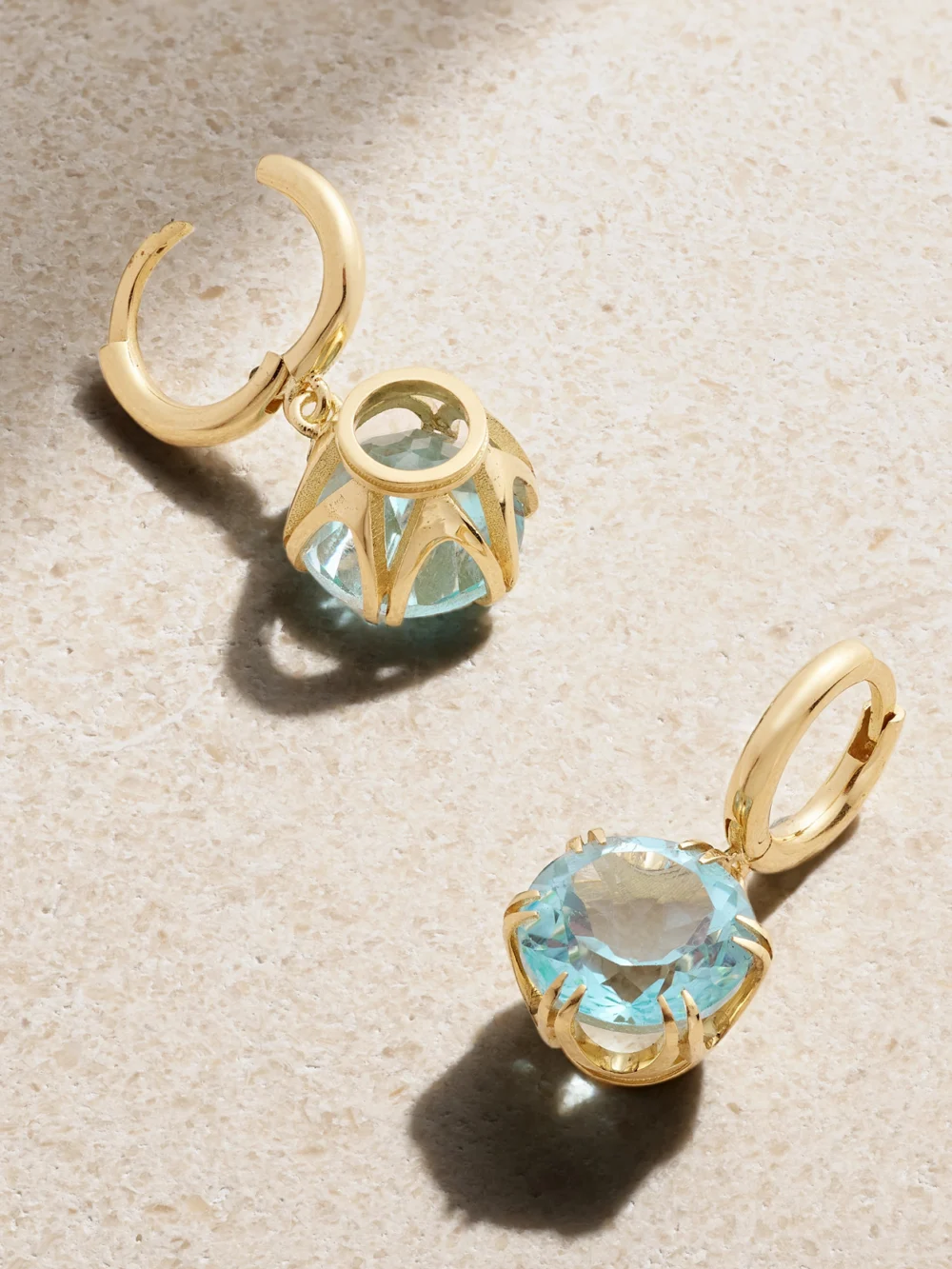 Back view of the Ileana Makri Mini Crown 18-karat Gold Topaz Earrings