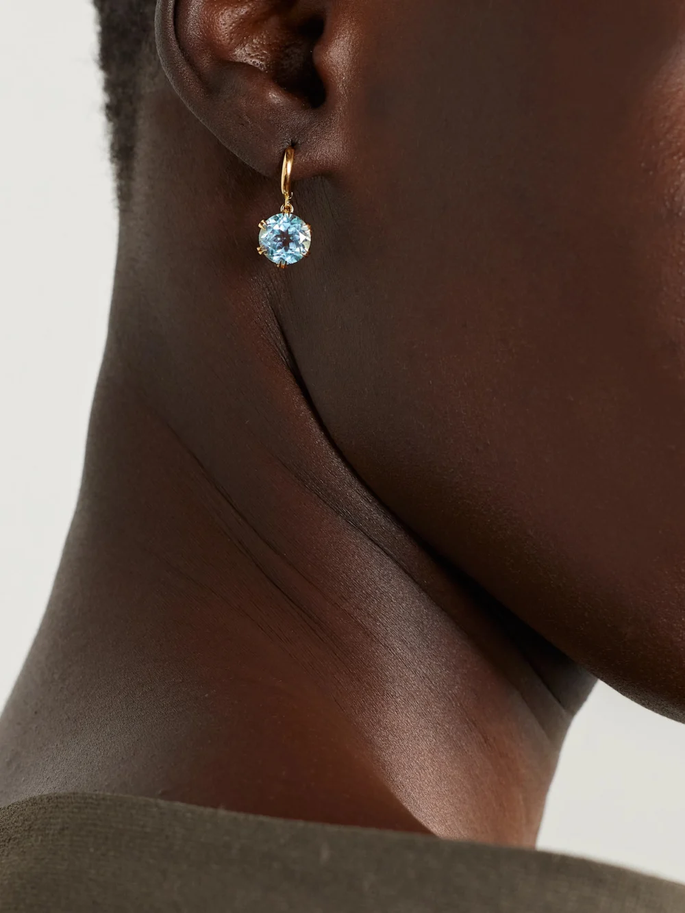 Ileana Makri Mini Crown 18-karat Gold Topaz Earrings, styled view