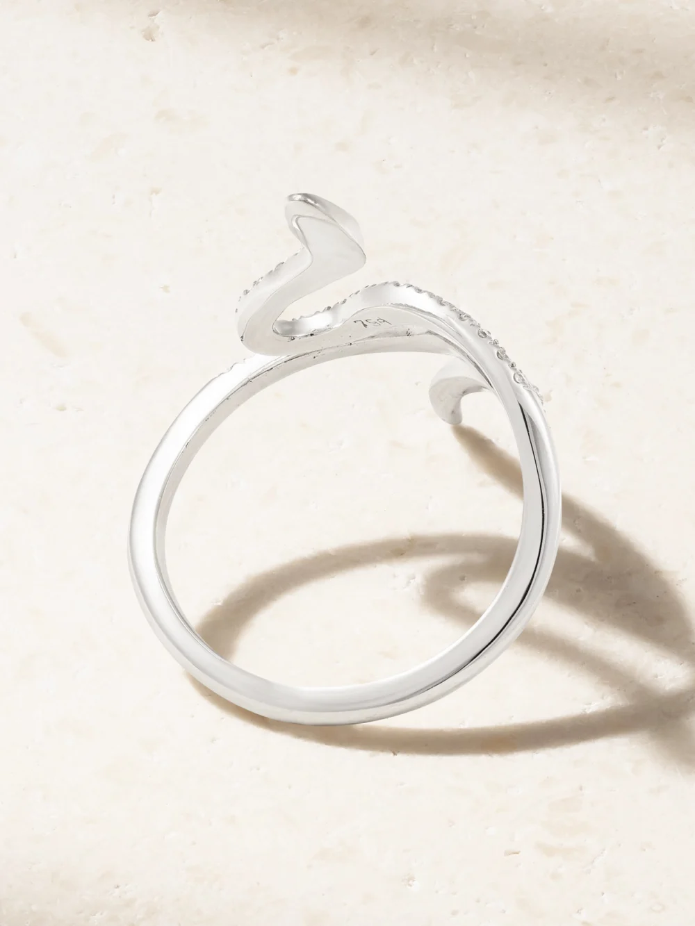 Back view of the Ileana Makri Queen Curled Snake 18-karat White Gold Diamond Ring